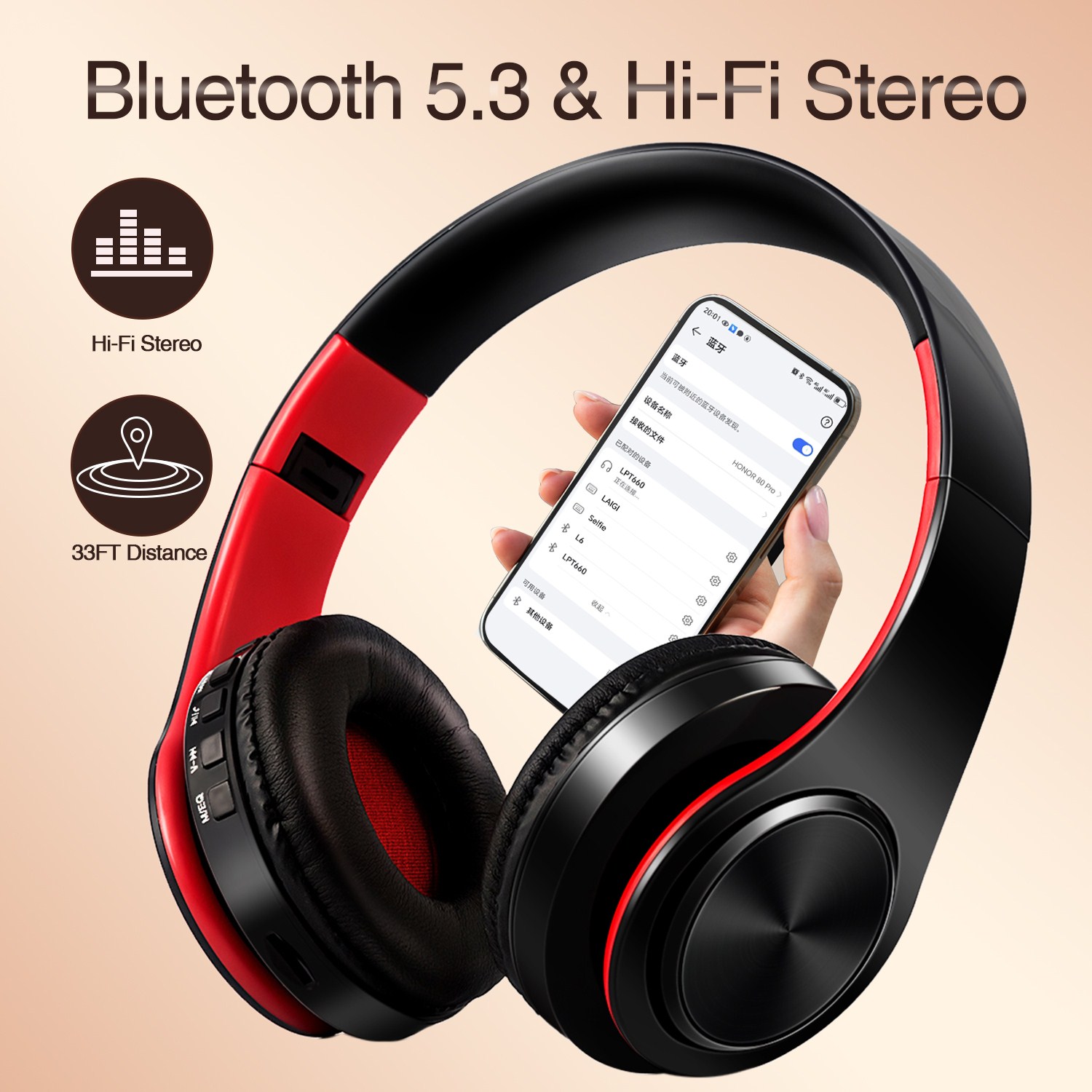 Anc Wireless Over Ear Headphones - CATASSU Oortelefoon Bluetooth-hoofdtelefoon Over-ear Stereo Draadloze