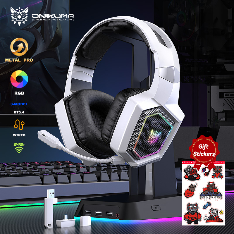 Gaming Headset With Mic Rgb - ONIKUMA 2,4 GHz draadloze gaming-headset voor