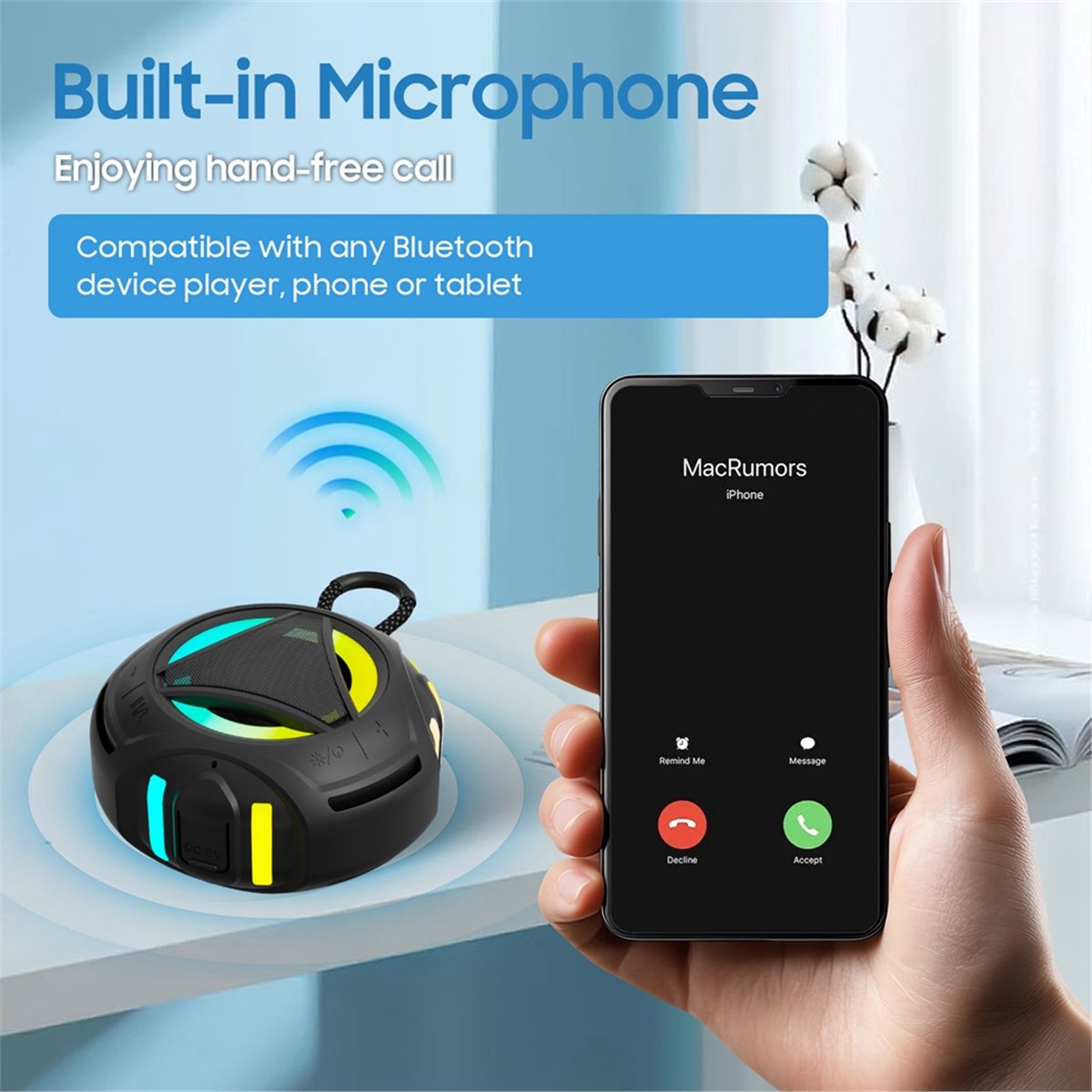 Portable Bluetooth Speaker Waterproof Ipx7 - Mini Bluetooth Douchespeaker met Verlichting, IPX7