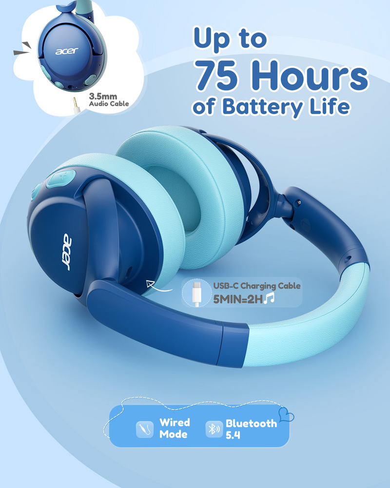 Acer OHR725 Bluetooth 5.4-hoof - Anc Wireless Over Ear Headphones recensie en prijs