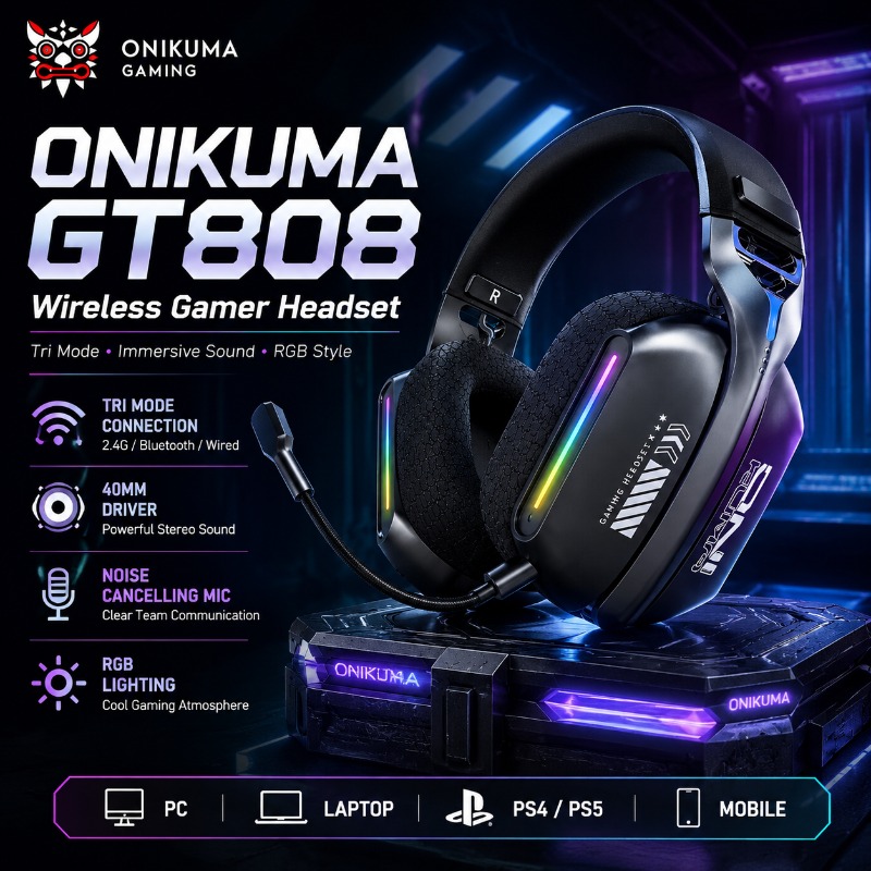 ONIKUMA GT808 Draadloze Gaming - Gaming Headset With Mic Rgb recensie en prijs