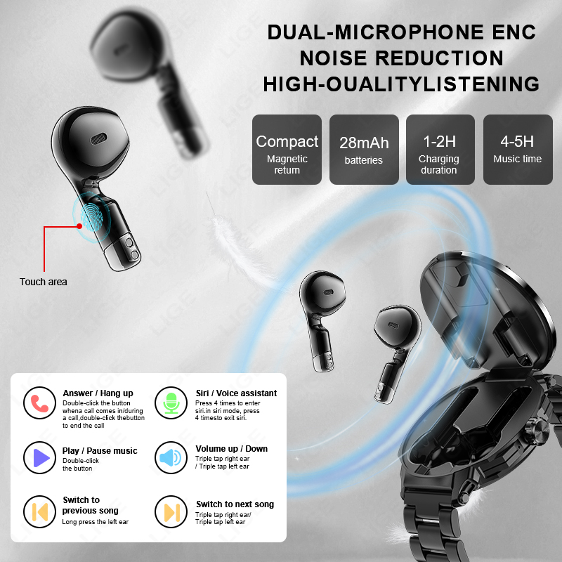 LUIK Nieuw 2-in-1 smartwatch m - Tws Earbuds Bluetooth 5.3 recensie en prijs